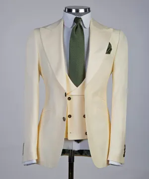 3 Piece Light Yellow Suit Mens