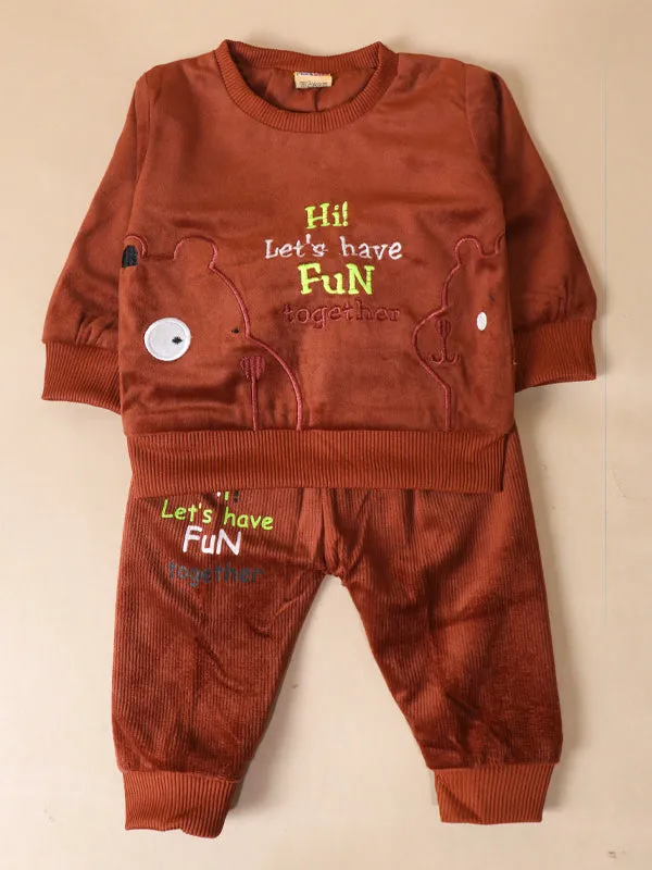 3Mth - 9Mth Fun Rust Brown Baba Suit For Newborns AJ NBS135