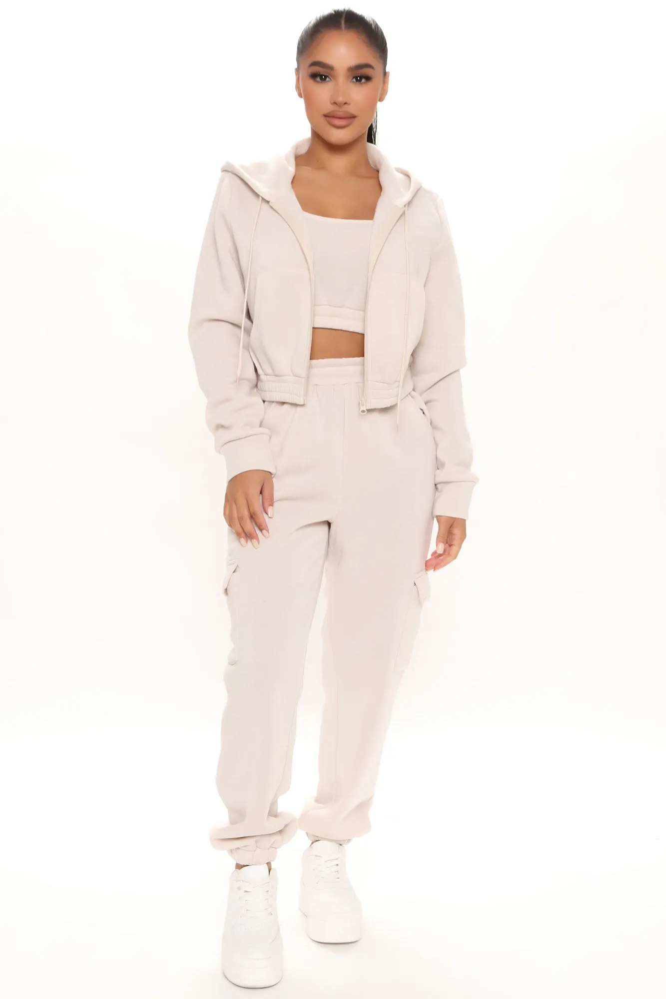 About Time 3 Piece Jogger Set - Sand