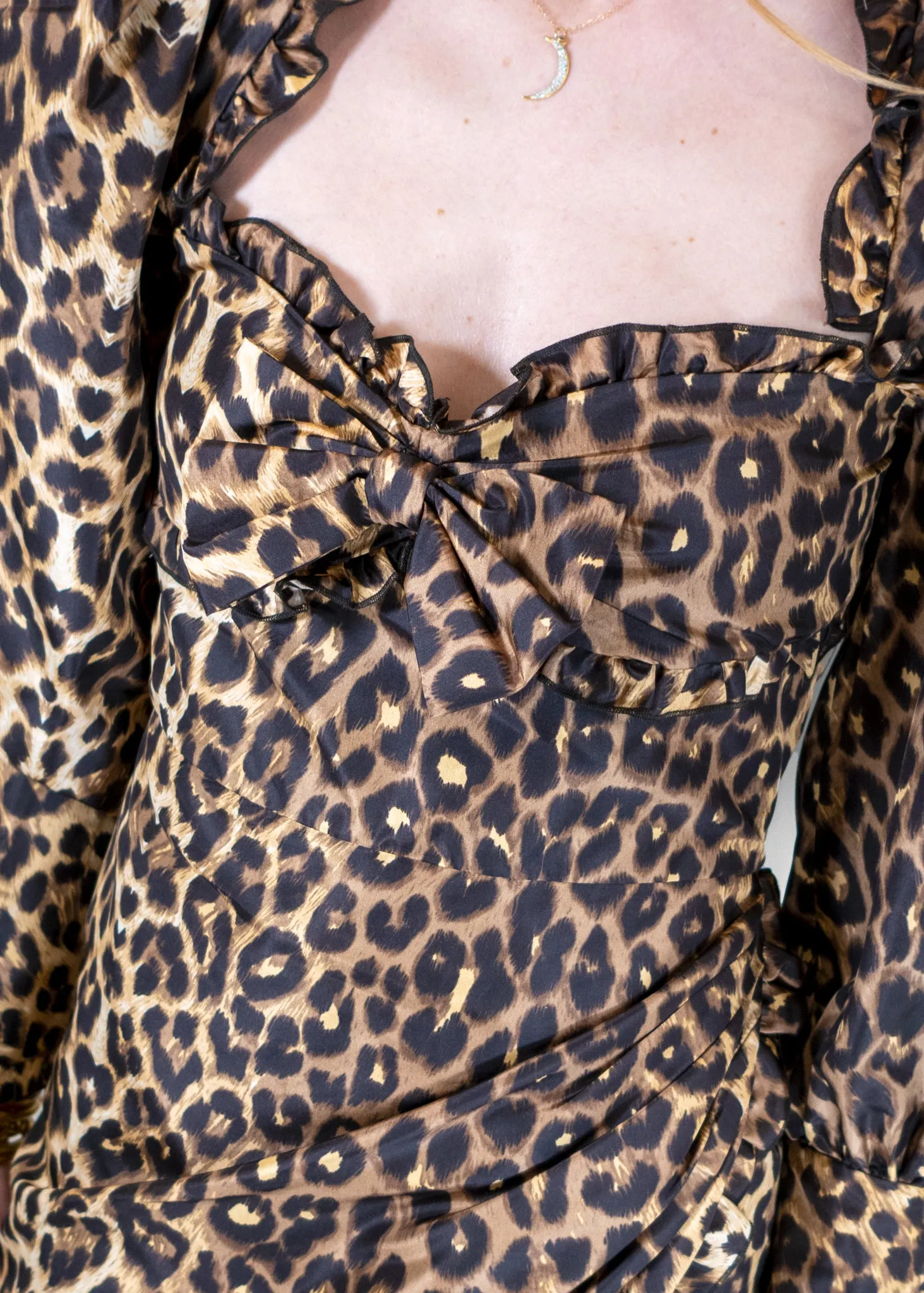 Alessandra Rich Leopard Printed Gathered Dress