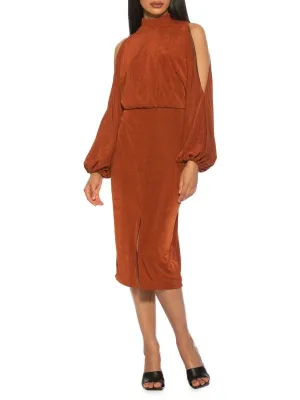 Alexia Admor Camel Off Shoulder Jersey Dress