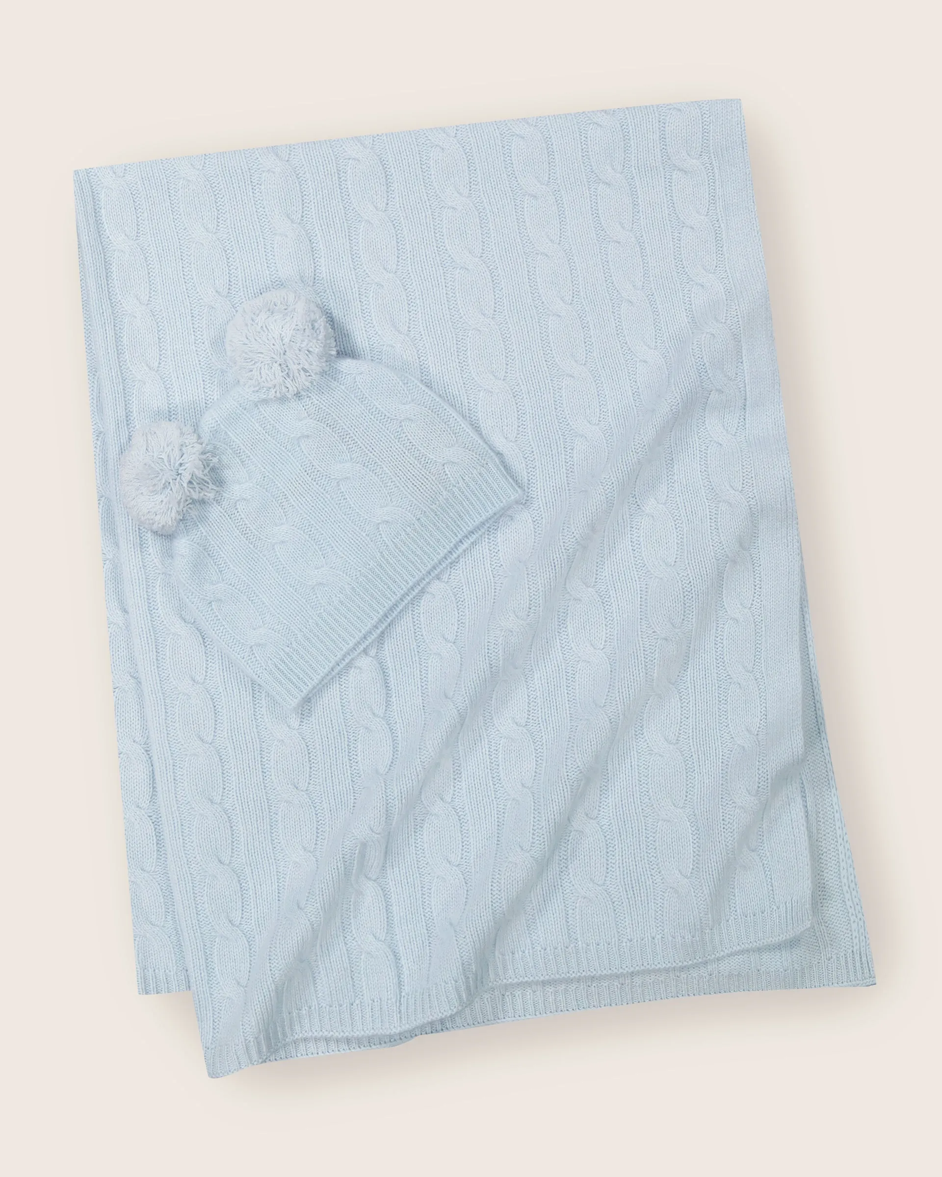 Angel Cable Baby Hat and Blanket Set