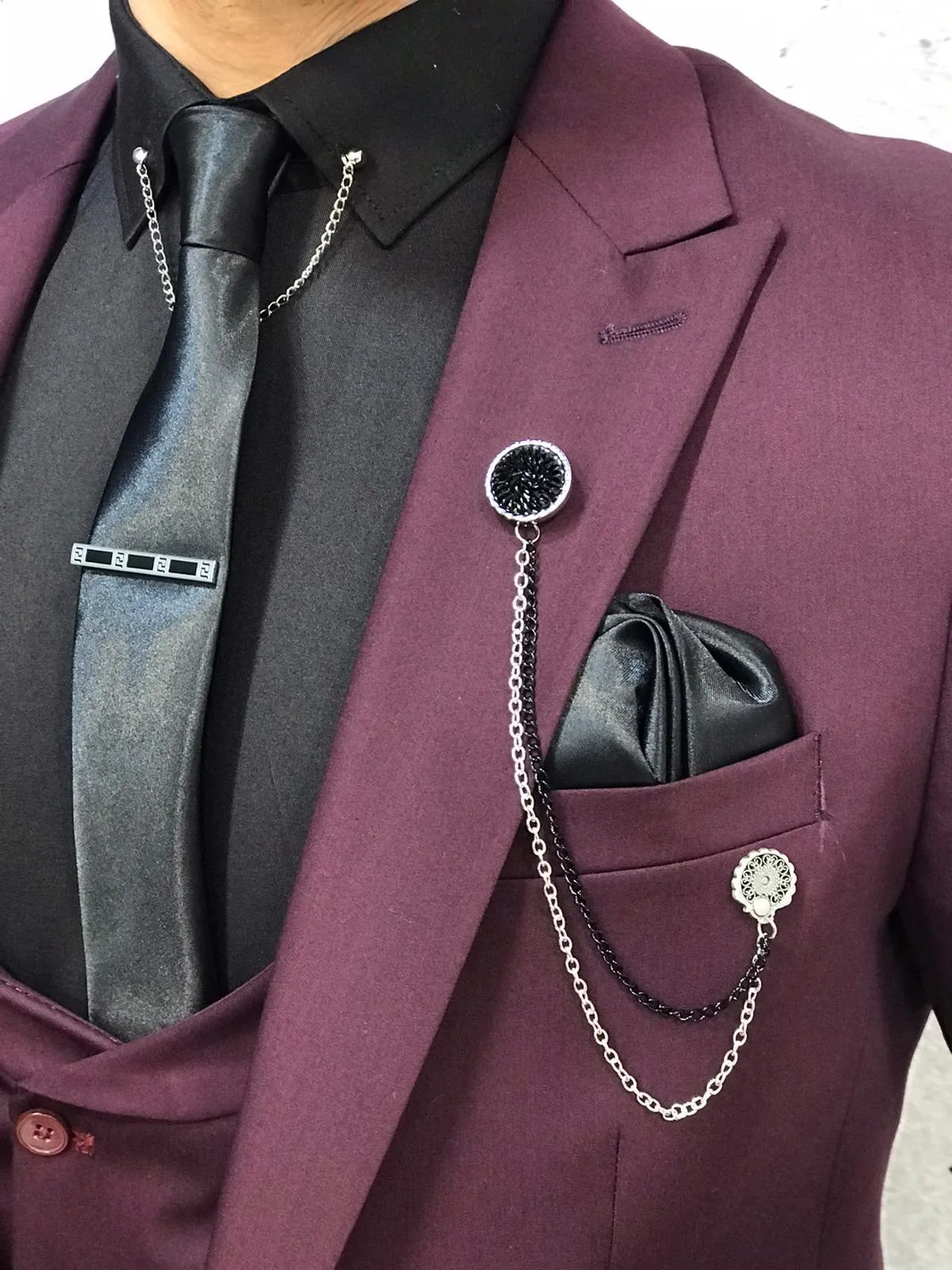 Ani Burgundy Slim Fit Wool Suit