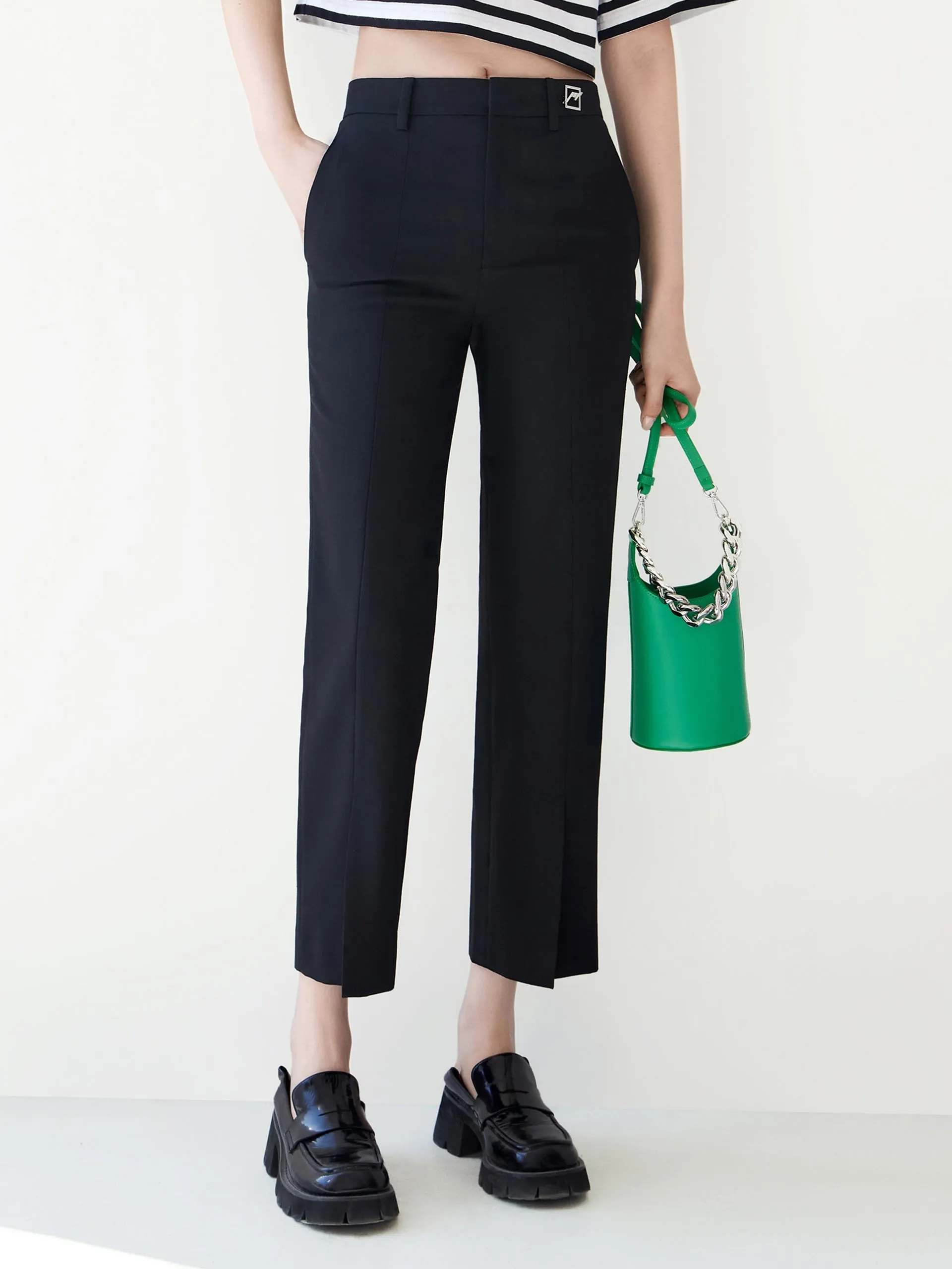 Ankle Length Straight Suit Pants