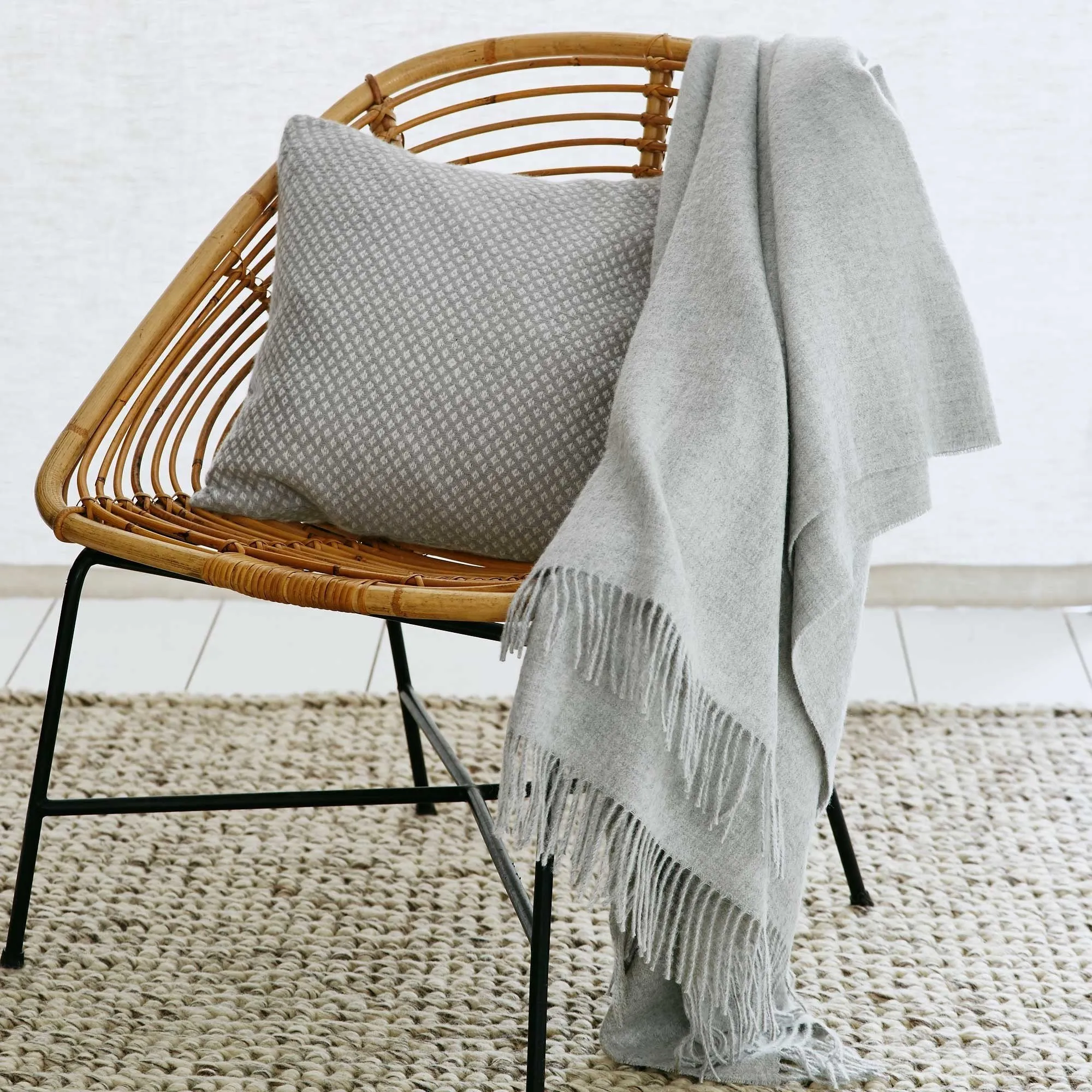 Arica Alpaca Blanket [Light grey]