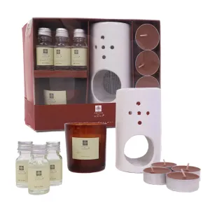 Aroma Diffuser Gift Set with Ceramic Oil Burner, Essential Oils and Scented Candles