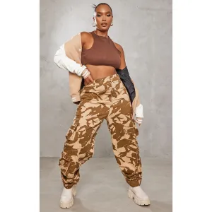 Beige Camo Cargo Trousers