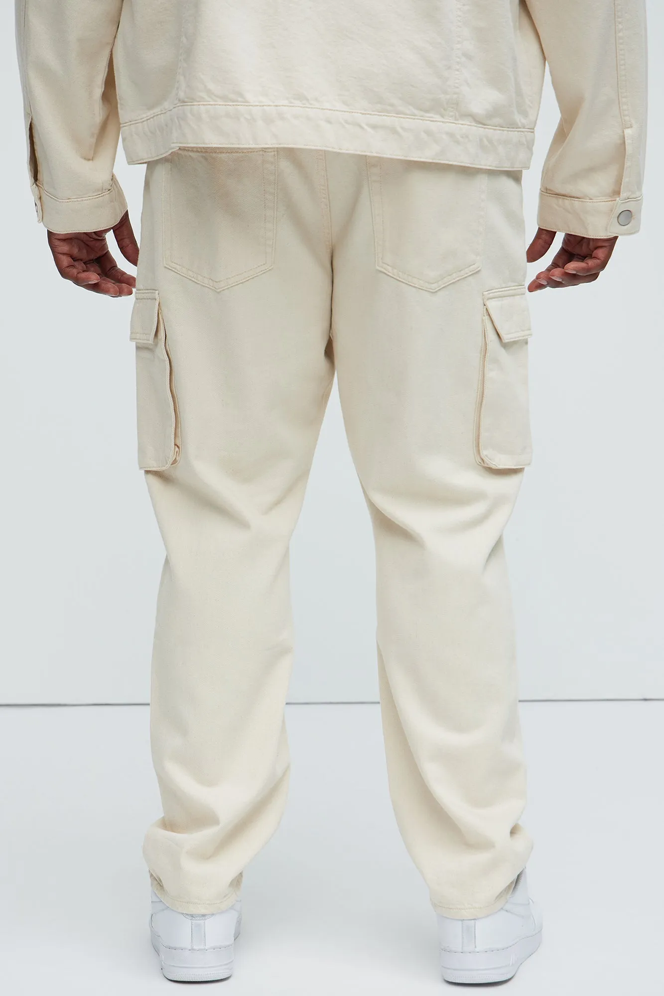 Benson Distressed Slim Cargo Pants - Cream