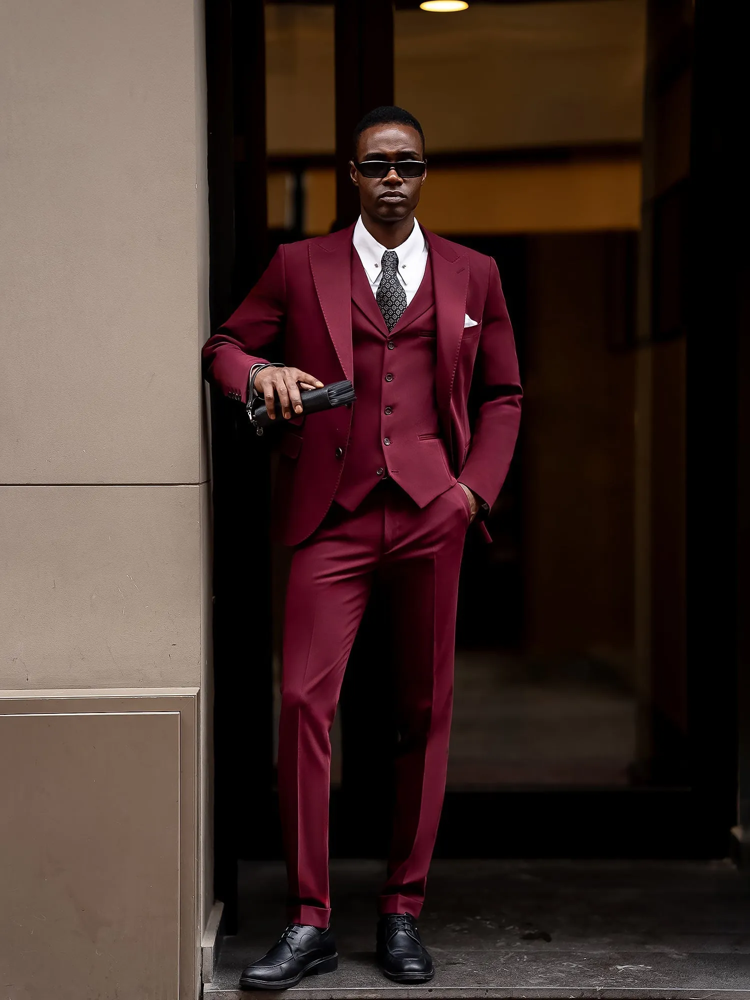 Bordeaux Slim-Fit Suit 3-Piece