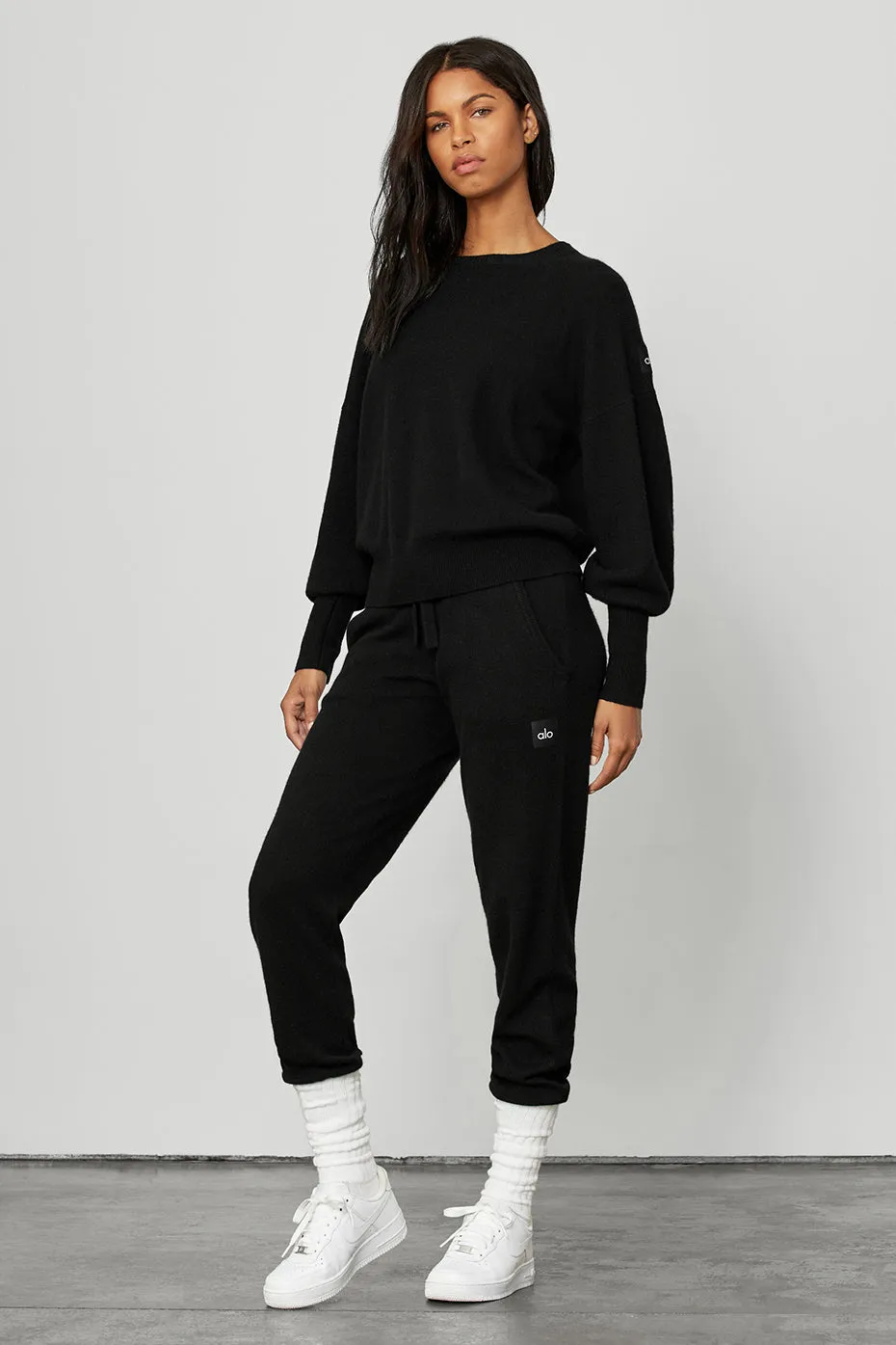 Cashmere Jet Set Crew - Black