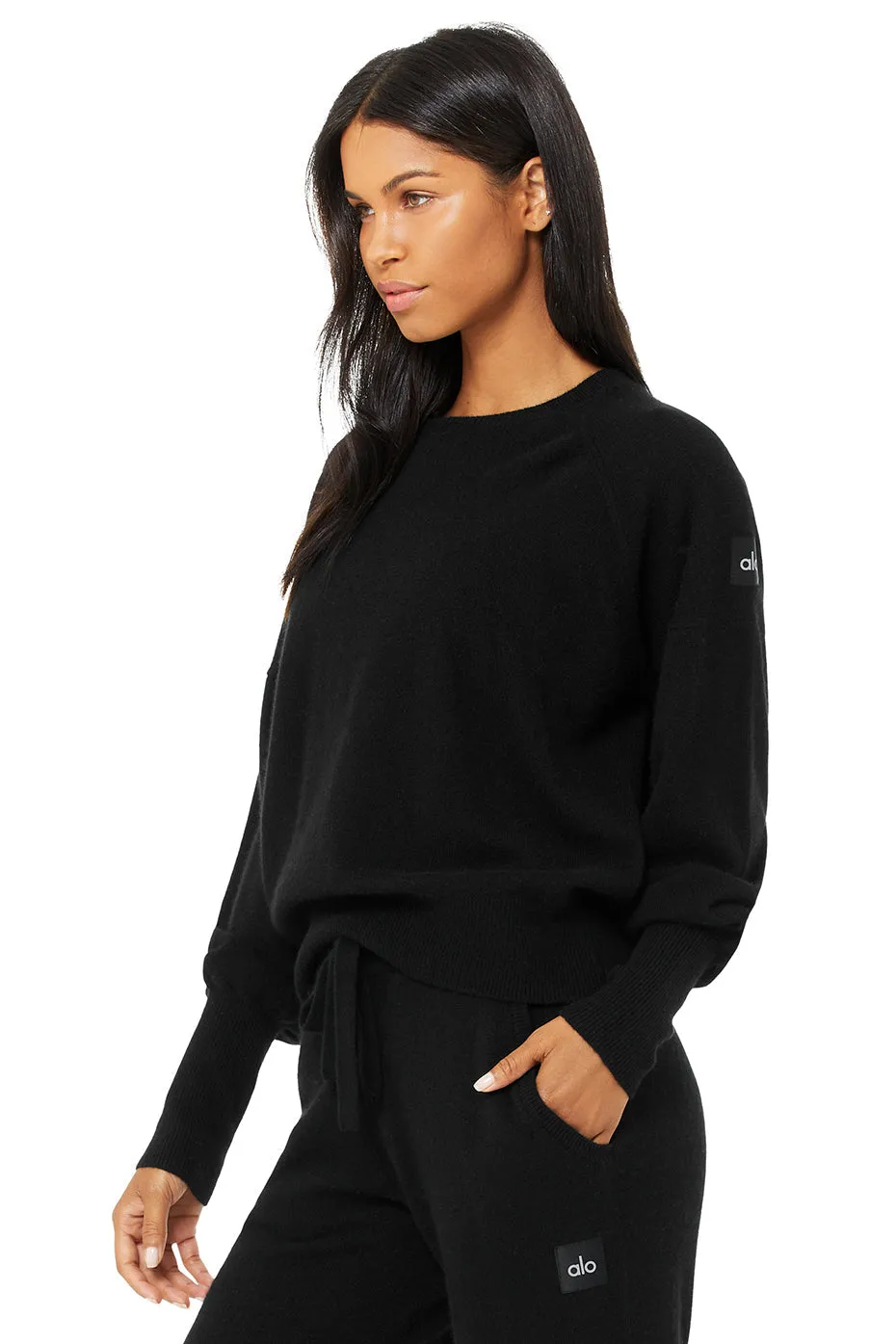 Cashmere Jet Set Crew - Black