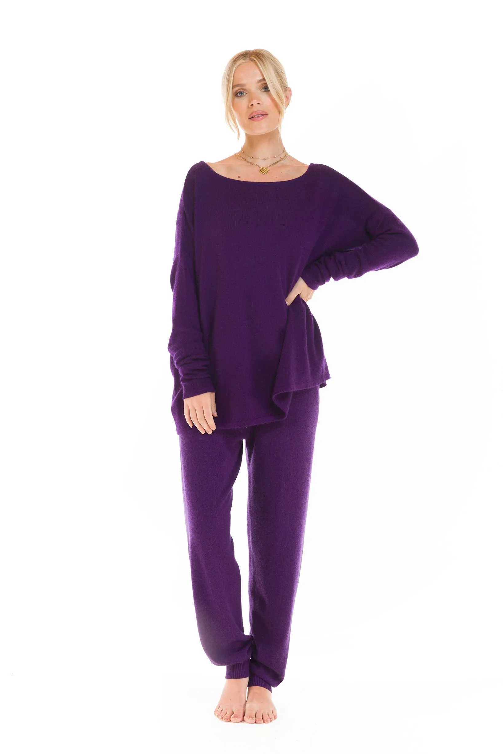 CASHMERE TRACKSUIT SET DEEP PURPLE