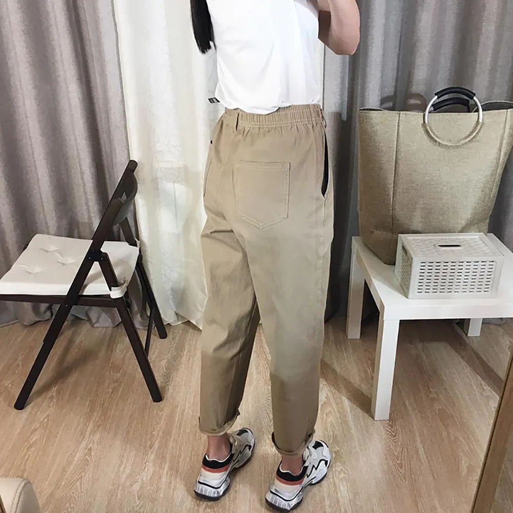 Casual Elastic Waist Cargo Pants