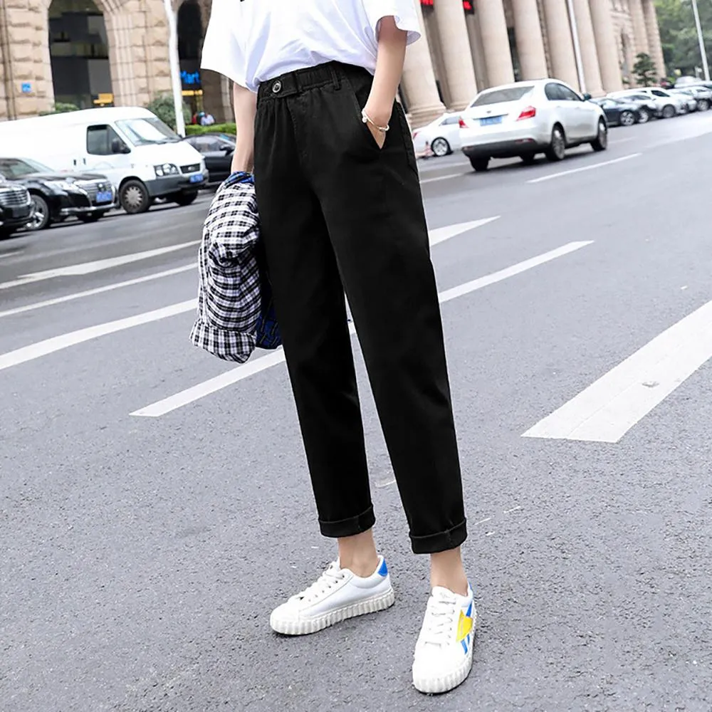 Casual Elastic Waist Cargo Pants