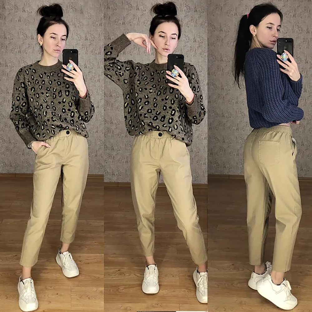 Casual Elastic Waist Cargo Pants