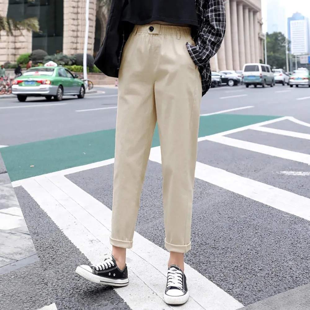 Casual Elastic Waist Cargo Pants