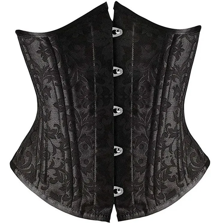 Corset Brocade Steel Boned - Large (Black)