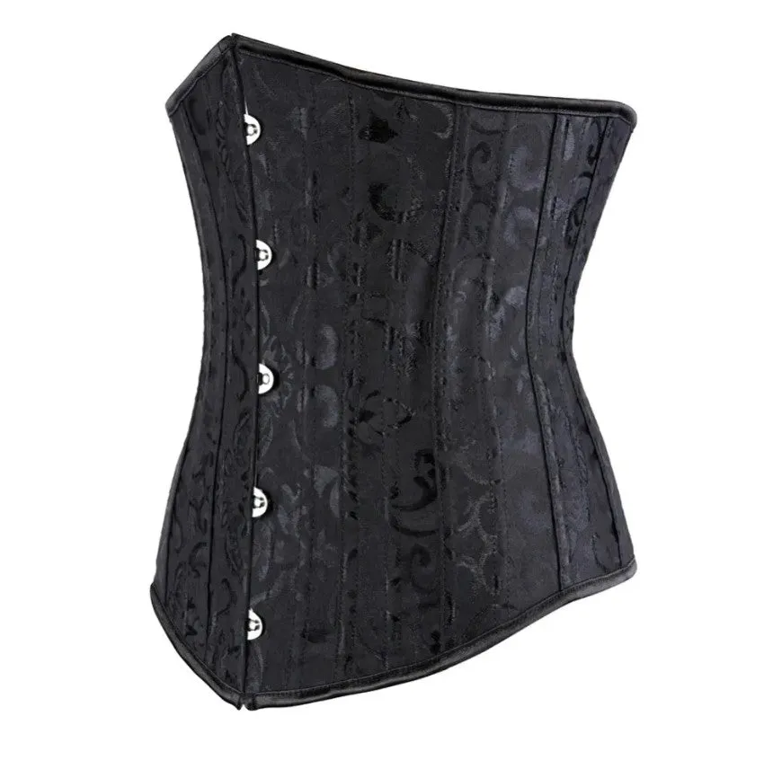 Corset Brocade Steel Boned - Large (Black)