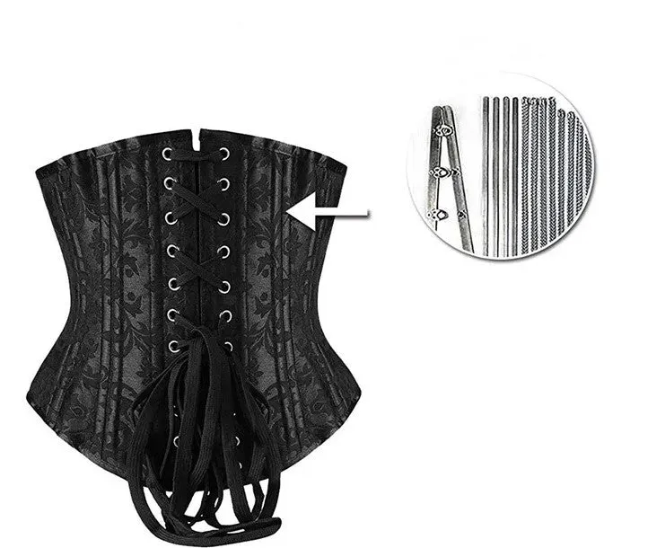 Corset Brocade Steel Boned - Large (Black)