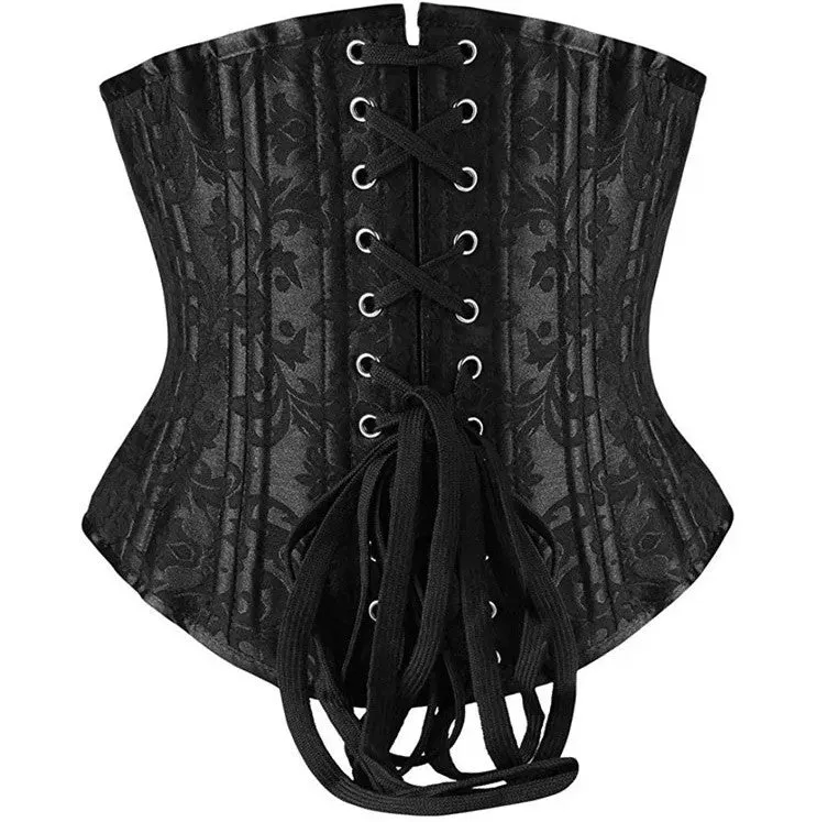 Corset Brocade Steel Boned - Large (Black)