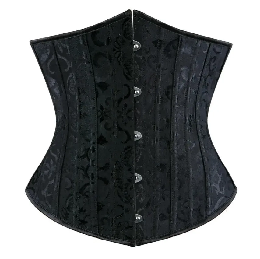 Corset Brocade Steel Boned - Large (Black)