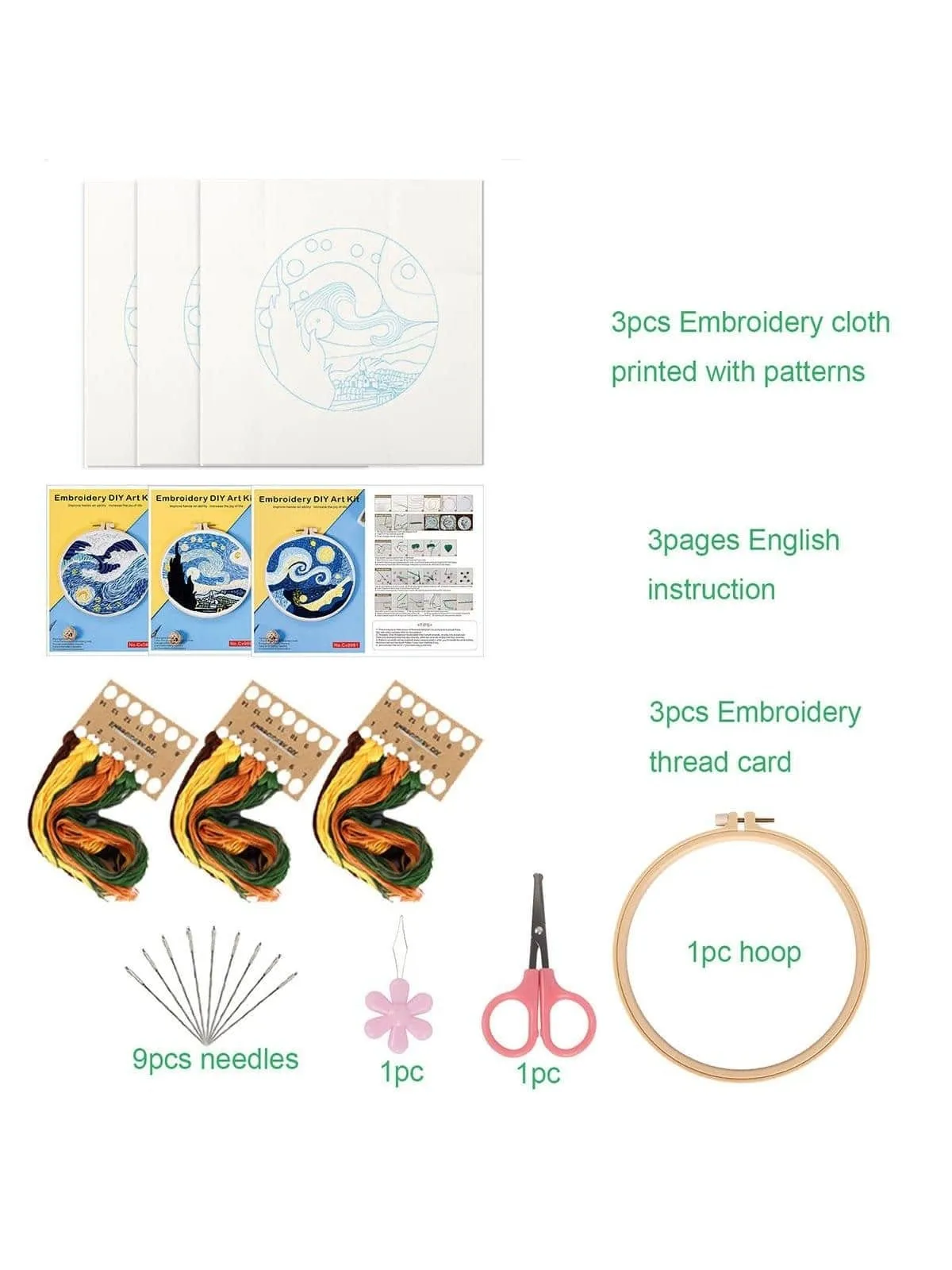 DaVinci's 3pcs/set Artful Hand Embroidery Kit