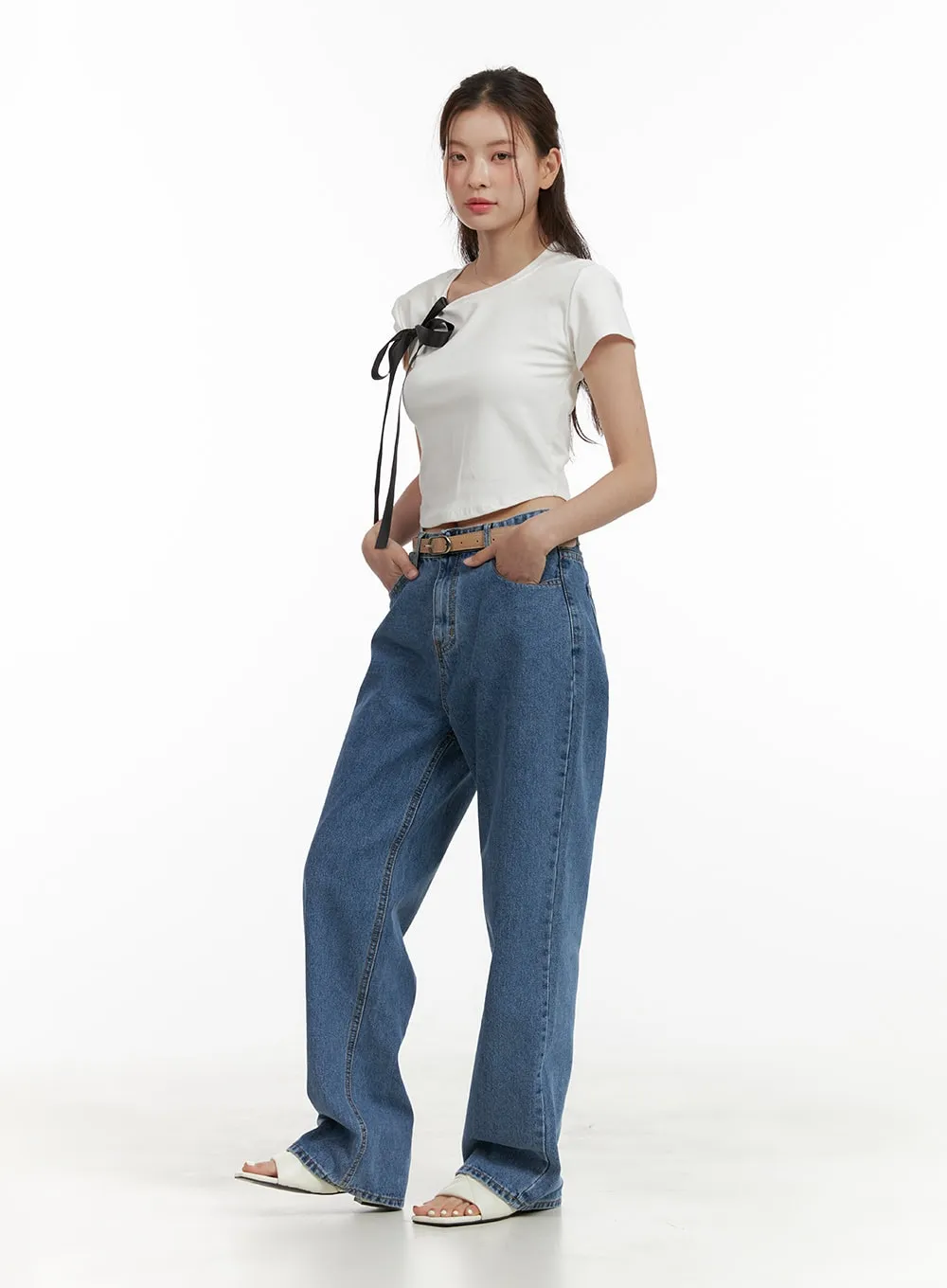 Denim Straight Leg Jeans OU413