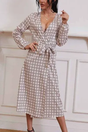 Dunnmall Printed Long Sleeve Dress