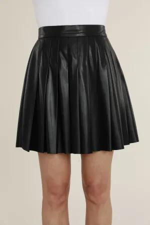 Faux Leather Pleated Mini Skirt