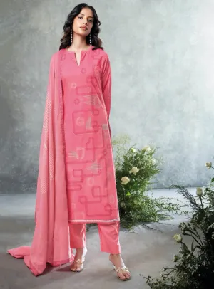 Ganga Pure Cotton Pink Unstitched Suit Dress Material for Women