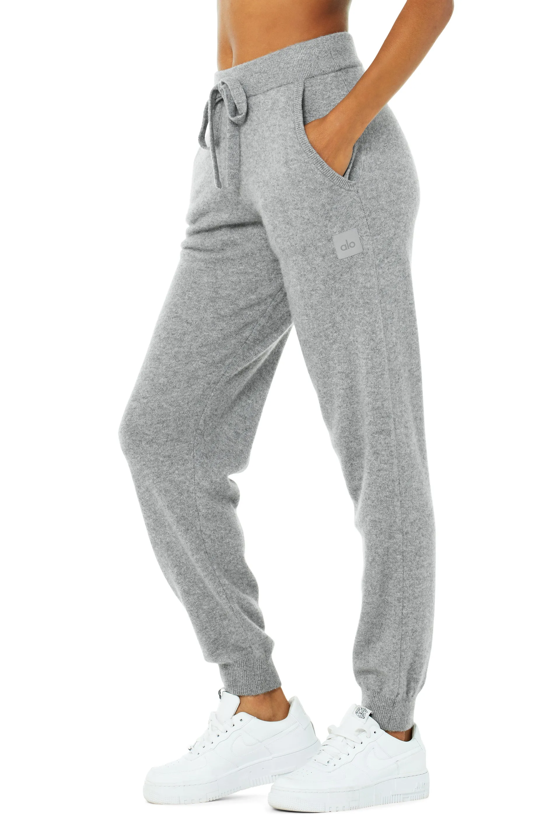 High-Waist Cashmere Jet Set Pant - Dove Grey Heather