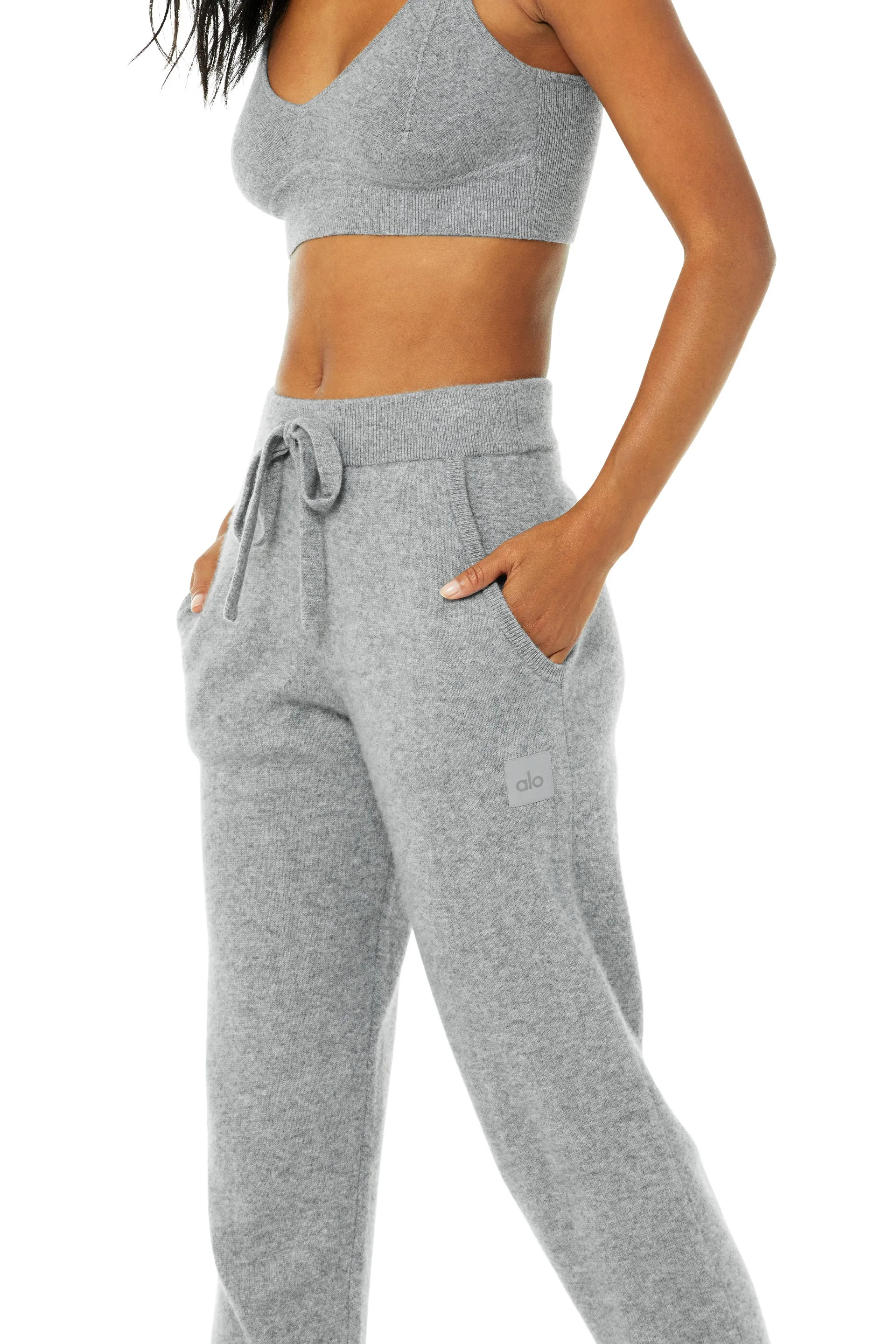 High-Waist Cashmere Jet Set Pant - Dove Grey Heather