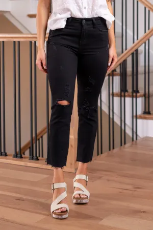 Jet Black High Rise Crop Straight