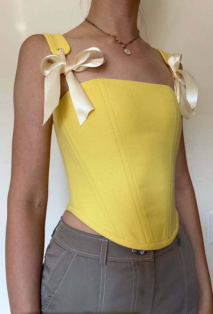 Lemon coloured Corset with shoulder straps, size 4/S/44