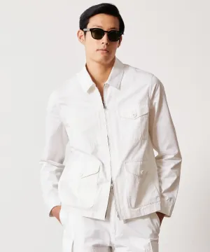 Lightweight Cotton Military Jacket in White