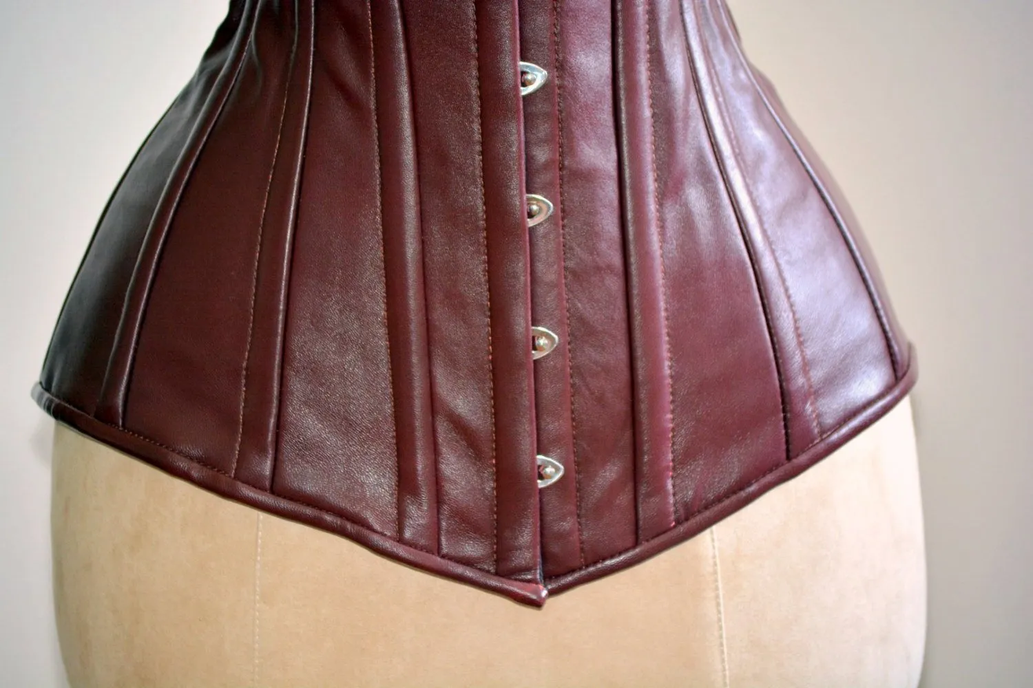 Long steel-boned corset, black, brown, white, red real leather. Gothic, steampunk, bdsm, authentic waist training corset for tall