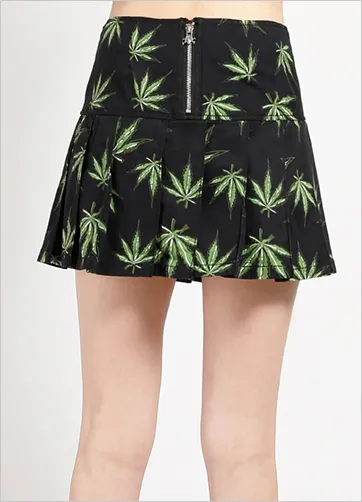 MARY CHAIN PLEATED SKIRT GRASS