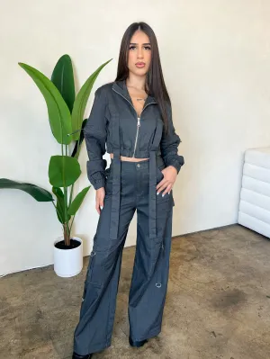 Megan Cargo Set (Charcoal)