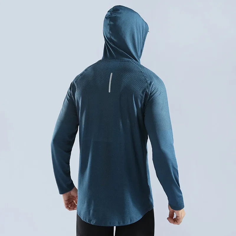 Men Running Hoodie Outdoor Sport Hooded Sweatshirt Gym Bodybuilding Fitness Joggers Training Athletic Clothing Outwear Shirt Top