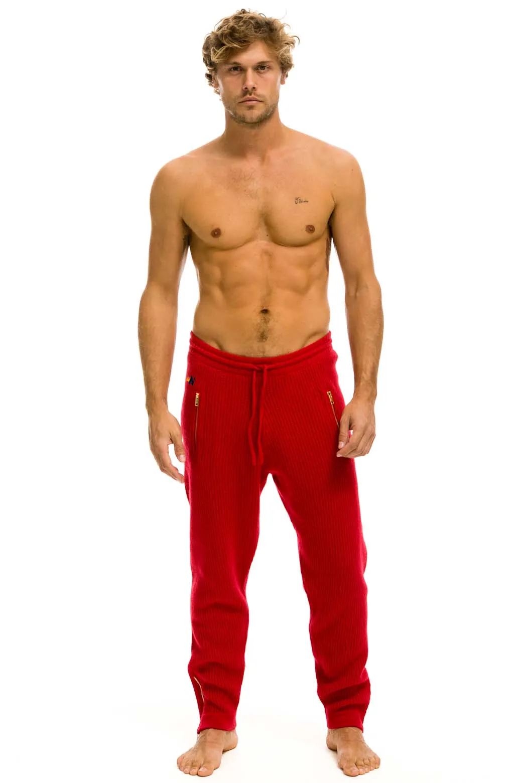 MEN'S VINTAGE CABIN CASHMERE SWEATER PANT - CHERRY