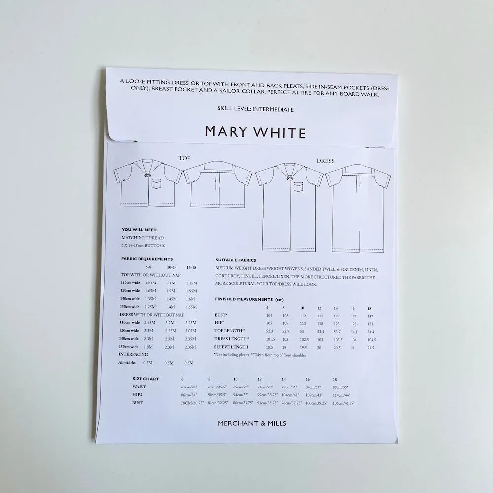 Merchant & Mills Pattern : The Mary White