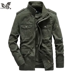 New Military Jacket Men Spring Autumn Pure Cotton Outdoor Multi-pocket Casual