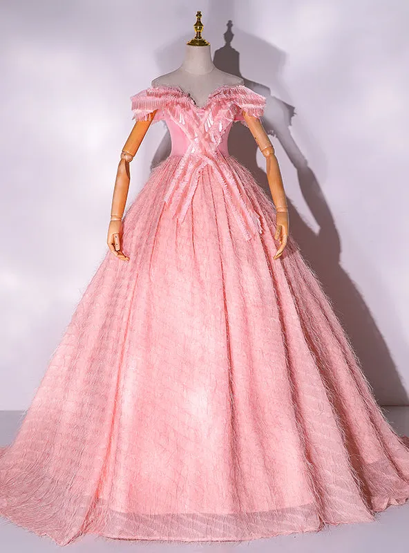 Pink Off the Shoulder Sequins Quinceanera Dress