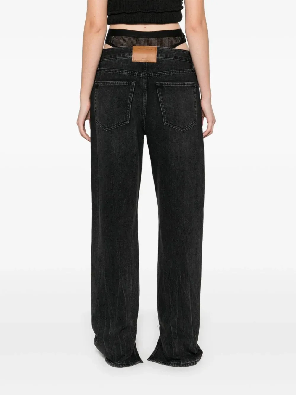 Pre-Styled Straight-Leg Slit-Hem Jeans In Cotton