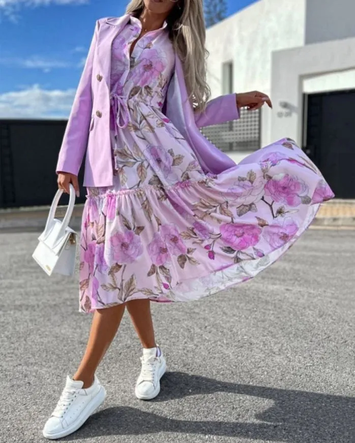 Printed Loose Fashion Long Sleeve Dress