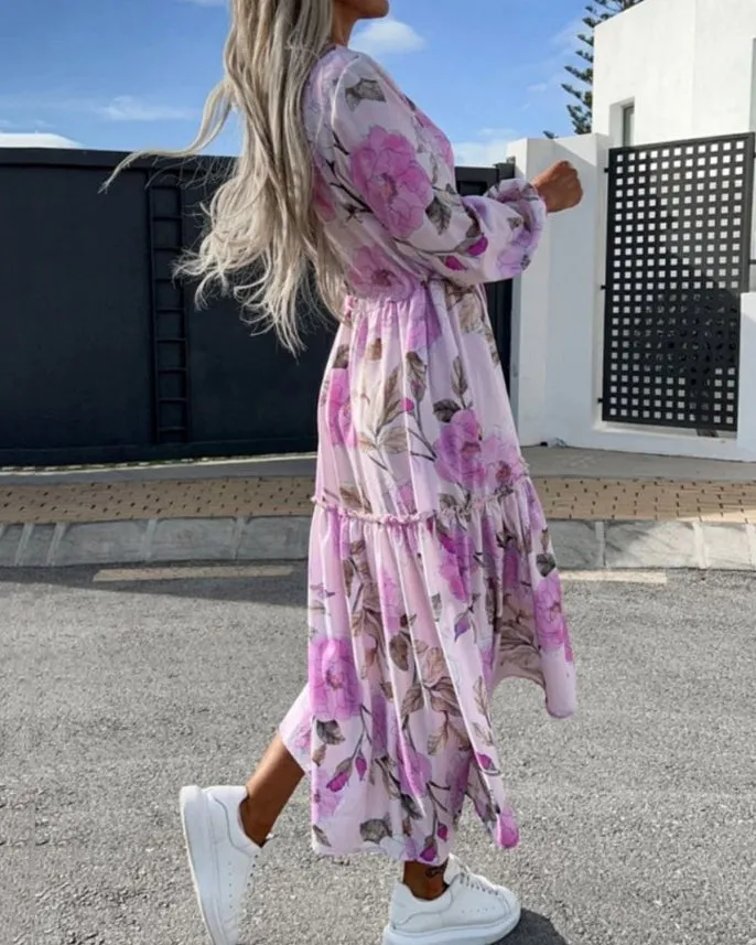 Printed Loose Fashion Long Sleeve Dress