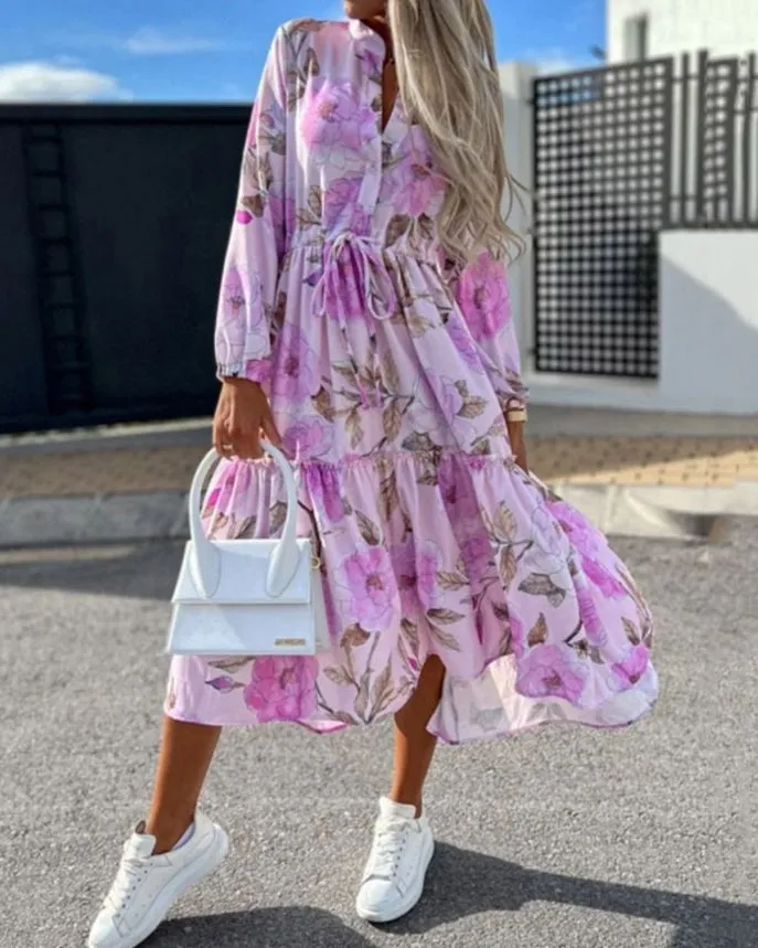 Printed Loose Fashion Long Sleeve Dress