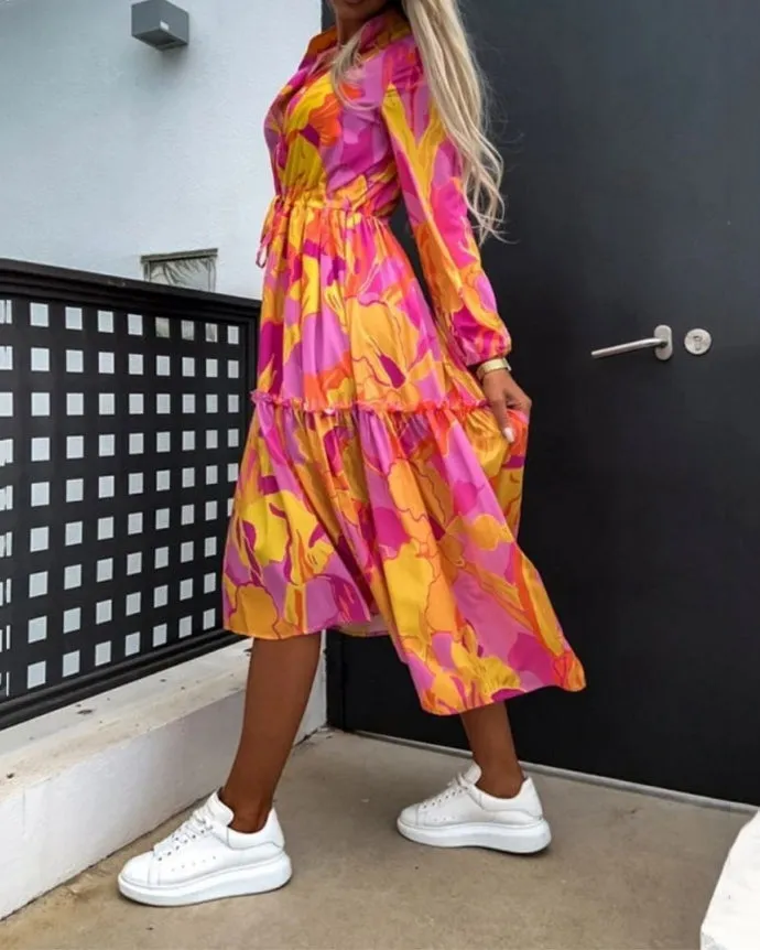 Printed Loose Fashion Long Sleeve Dress