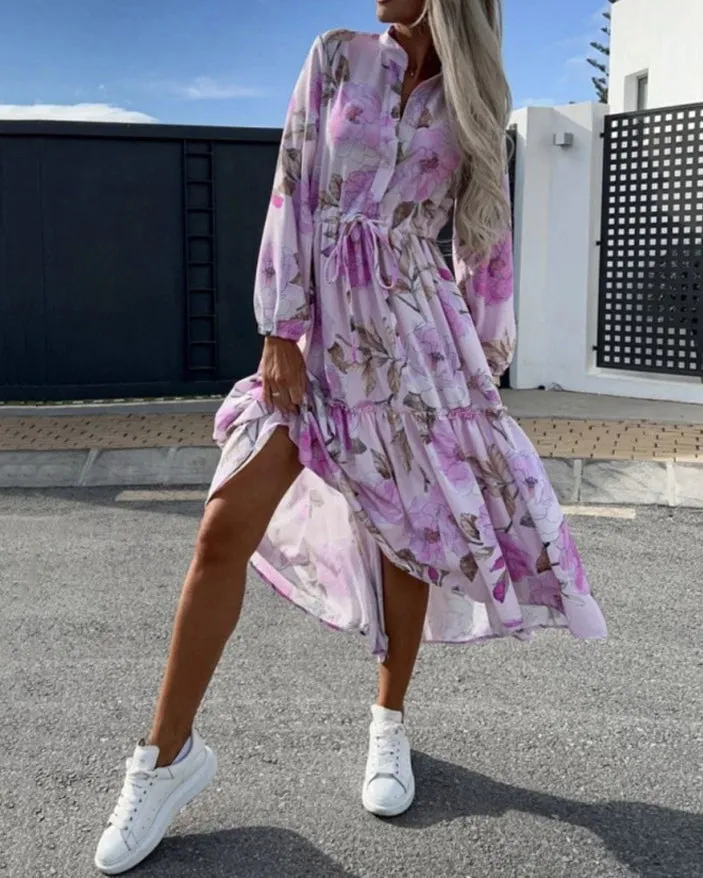 Printed Loose Fashion Long Sleeve Dress