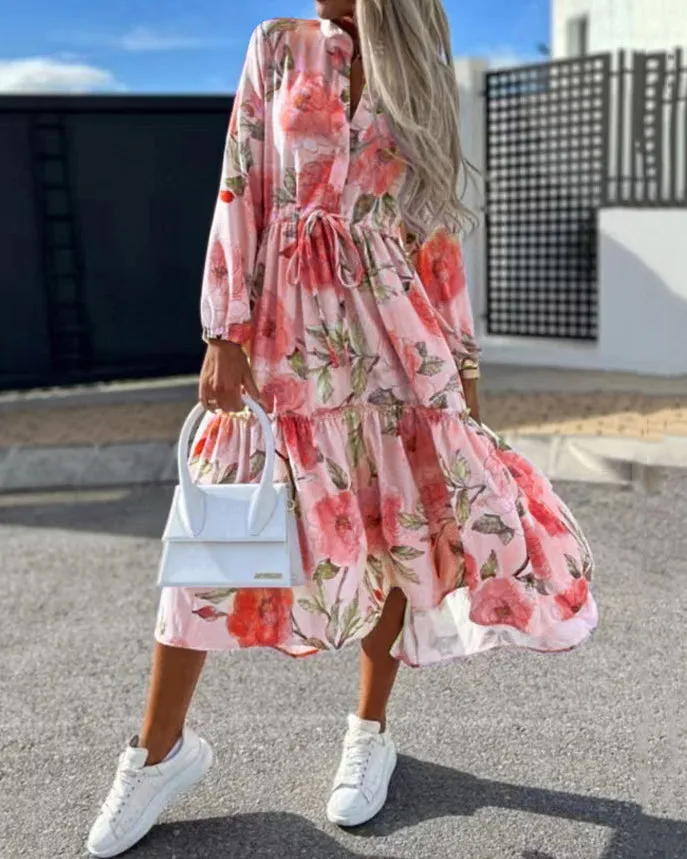 Printed Loose Fashion Long Sleeve Dress